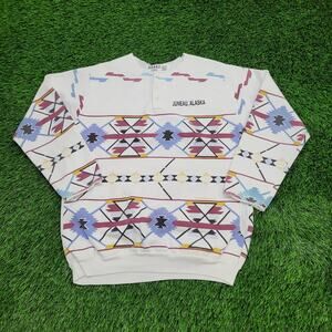 Vintage 90s Juneau Alaska Henley Sweatshirt Medium 19x27